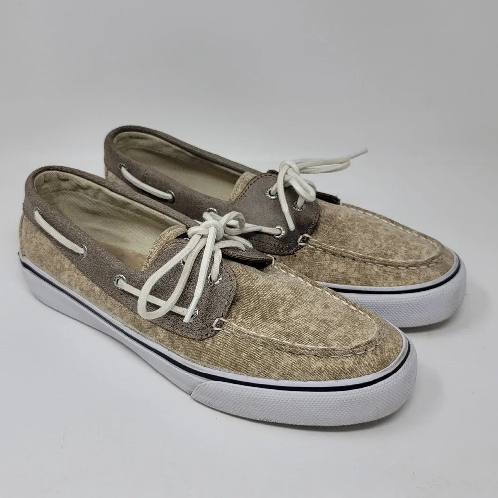 Sperry Topsider Boat Shoes Mens 10.5 M Bahama II White Cap Sneakers STS13106